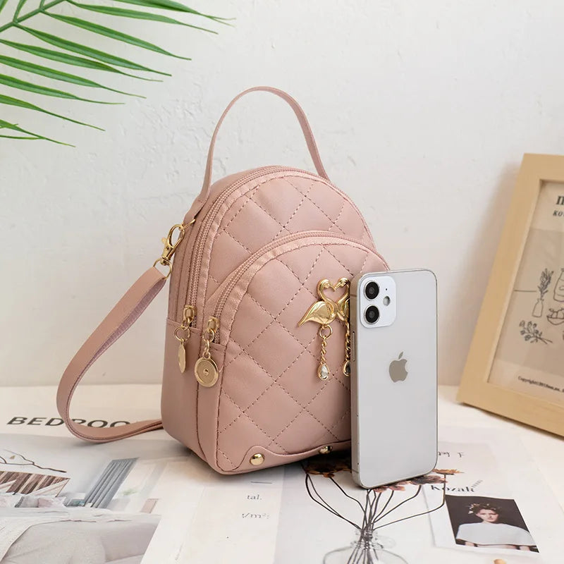 Embroidered Women's Backpack PU Leather Schoolbag