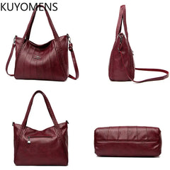 Large Capacity Leather Tote Shoulder Bag Casual Handbag Purse