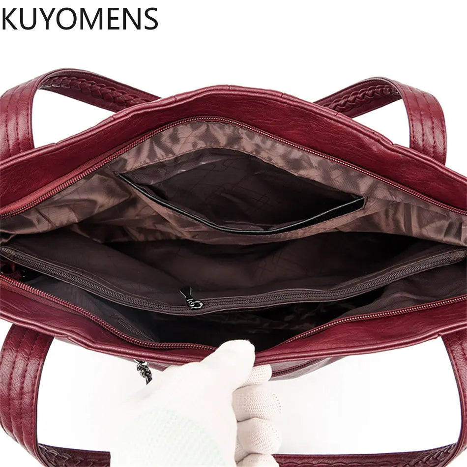 Large Capacity Tote Shoulder Bag High Leather Sac Casual Handbag Purse