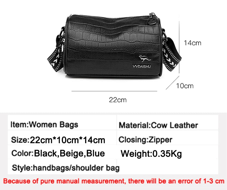 Stone Pattern Cow Leather Shoulder Bag for Women