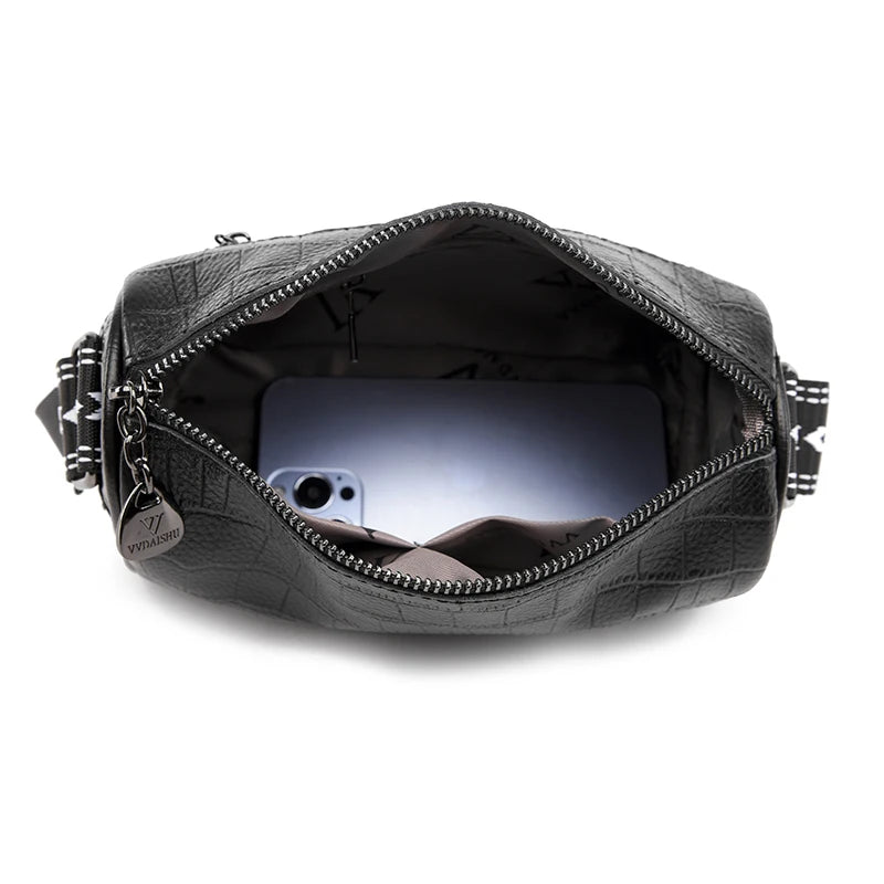 Stone Pattern Cow Leather Shoulder Bag for Women
