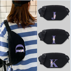 Purple Flower Waist Bag Chest Bag Unisex Lightweight Leisure Sports