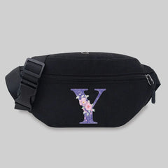 Purple Flower Waist Bag Chest Bag Unisex Lightweight Leisure Sports