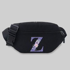Purple Flower Waist Bag Chest Bag Unisex Lightweight Leisure Sports