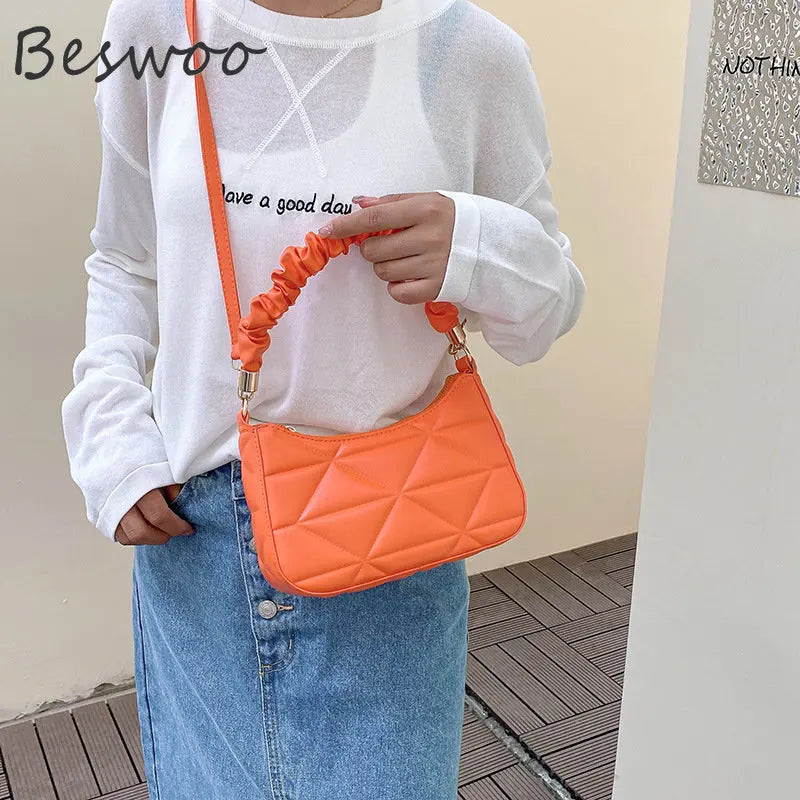 Women's Embossed Folds Top-handle Bag Mini Crossbody