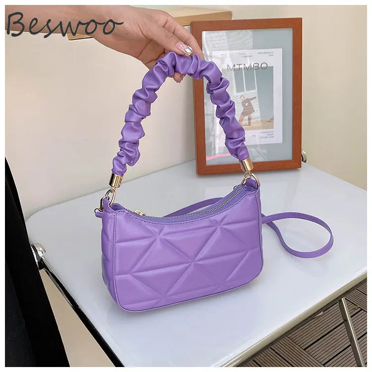 Women's Embossed Folds Top-handle Bag Mini Crossbody