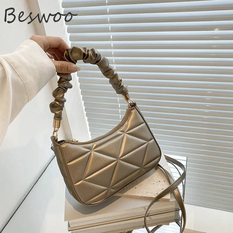 Women's Embossed Folds Top-handle Bag Mini Crossbody