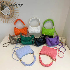 Women's Embossed Folds Top-handle Bag Mini Crossbody