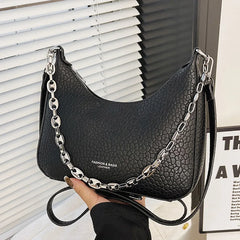 Women Soft PU Leather Underarm Bag Vintage Lady Handbags Chain Shoulder Bags