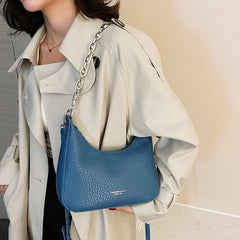 Women Soft PU Leather Underarm Bag Vintage Lady Handbags Chain Shoulder Bags