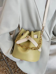 Women's Bucket Chain Shoulder Crossbody Bag PU Leather Handbag