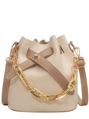 Women's Bucket Chain Shoulder Crossbody Bag PU Leather Handbag