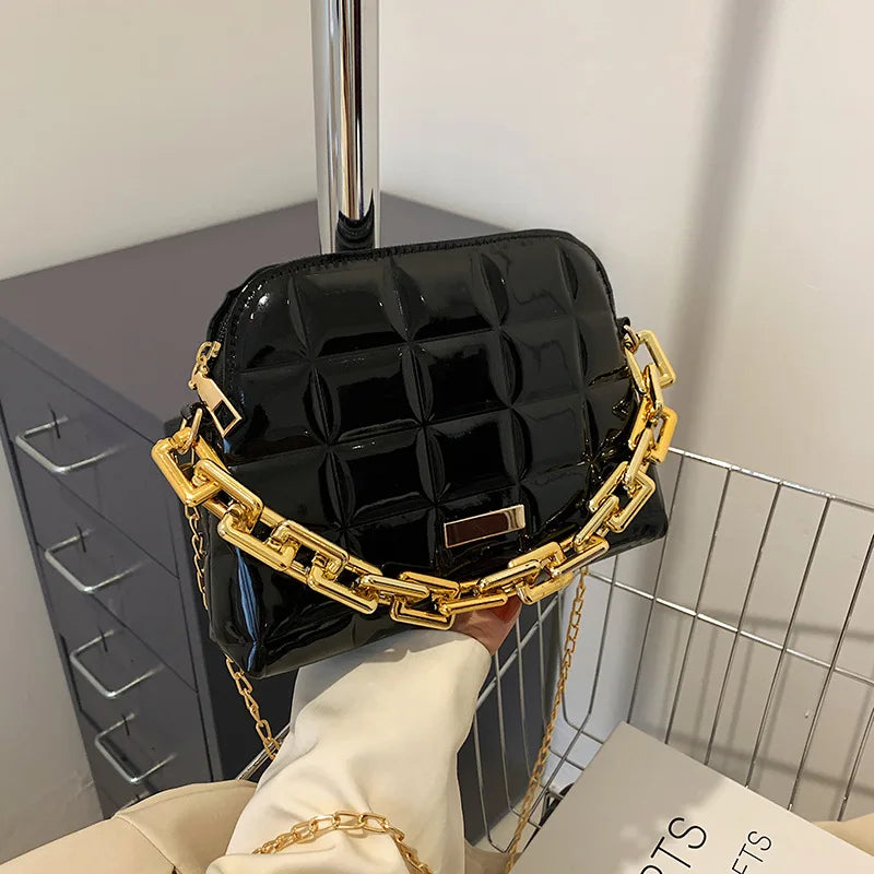 Women's Patent Leather Chain Shoulder Bag