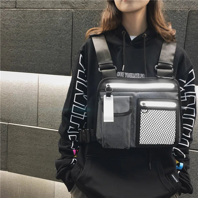 Reflective HipHop Chest Bag Streetwear Tactical Utility Bag