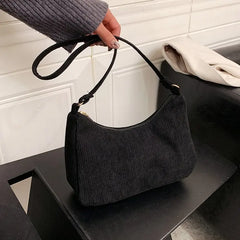 Retro Corduroy Underarm Bag Casual Women Shoulder Bags Travel Female Handbag