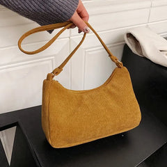 Retro Corduroy Underarm Bag Casual Women Shoulder Bags Travel Female Handbag