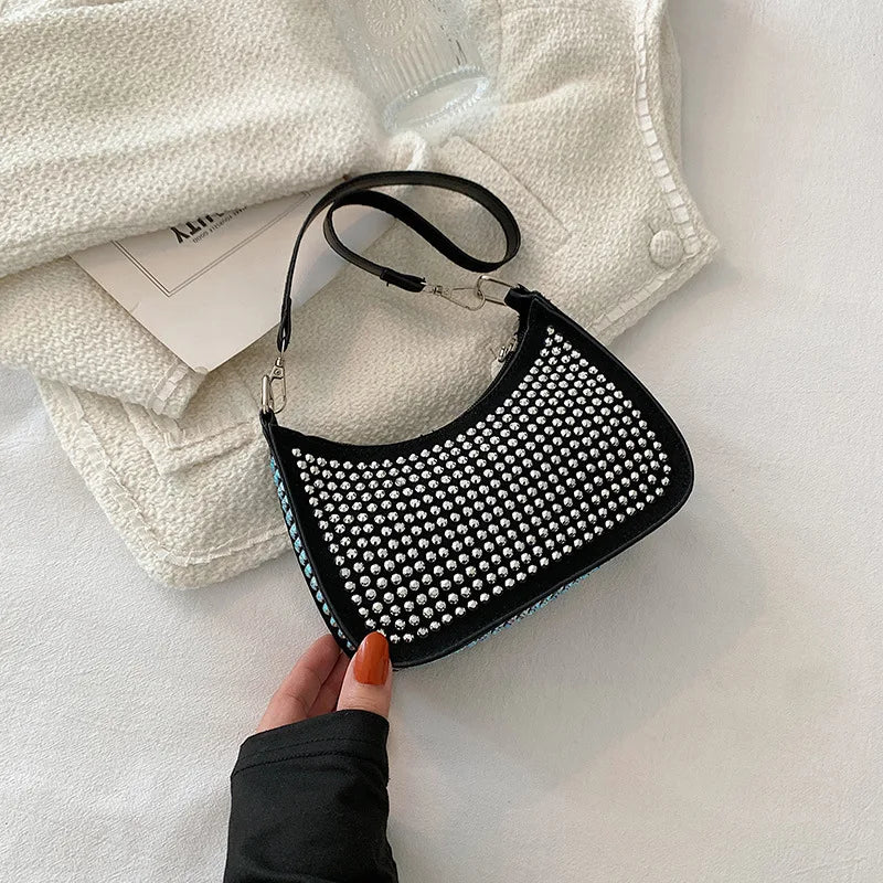 Rhinestone Underarm Bag Mini Handbags for Woman Evening Party