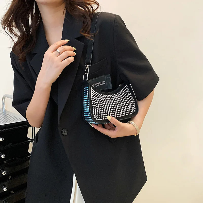 Rhinestone Underarm Bag Mini Handbags for Woman Evening Party