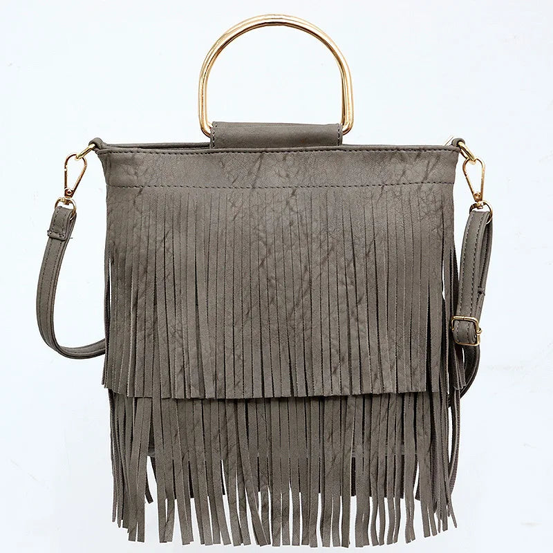 Tassel Shoulder Handbags Crossbody Bag Lady PU Leather Bag