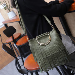 Tassel Shoulder Handbags Crossbody Bag Lady PU Leather Bag