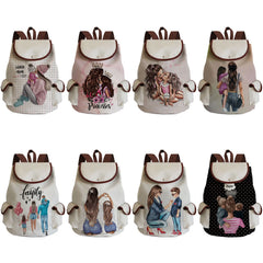 Cartoon Mother and Baby Print Backpack High Capacity Outdoor Bag