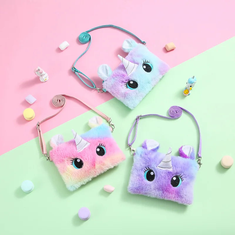 Big Eyes Plush Crossbody Bag Rainbow Purse