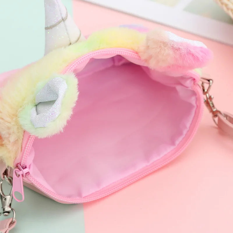 Unicorn Plush Crossbody Bag for Phone
