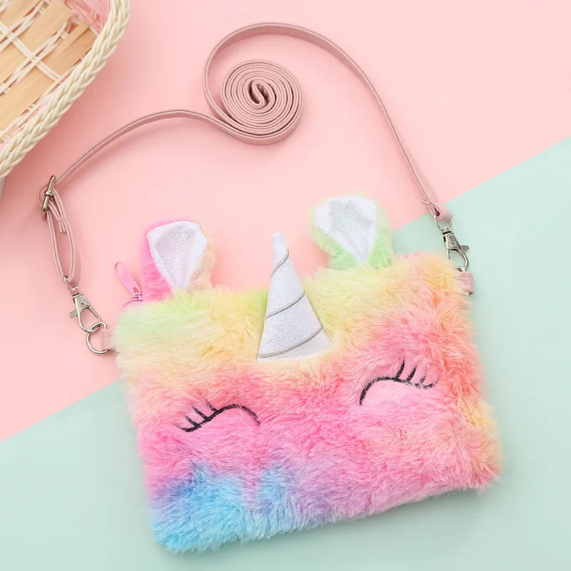 Unicorn Plush Crossbody Bag for Phone