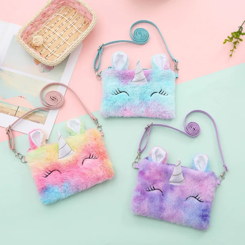 Unicorn Plush Purse Bag Girl Style Plush Crossbody Bag for Phone