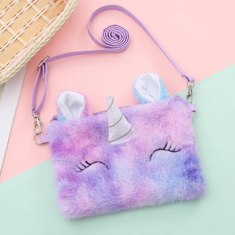 Unicorn Plush Crossbody Bag for Phone