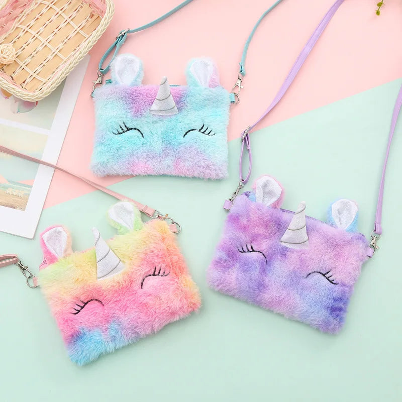 Unicorn Plush Purse Bag Girl Style Plush Crossbody Bag for Phone
