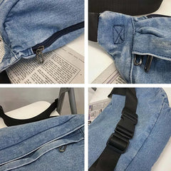Unisex Denim Crossbody Sling Chest Bag Belt Hip Hop Bum Purse