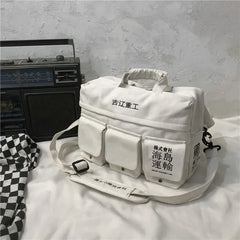 Unisex Hip Hop Canvas Shoulder Bags Large Capacity Tactical Chest Bags