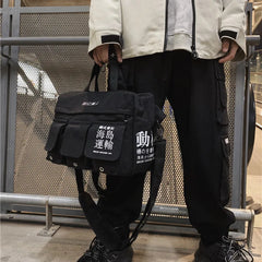 Unisex Hip Hop Canvas Shoulder Bags Large Capacity Tactical Chest Bags