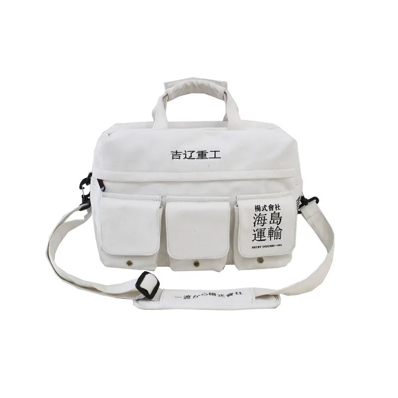 Unisex Hip Hop Canvas Shoulder Bags Large Capacity Tactical Chest Bags