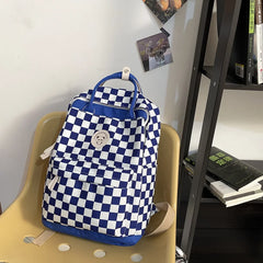 Plaid Nylon Travel Laptop Backpack Schoolbags