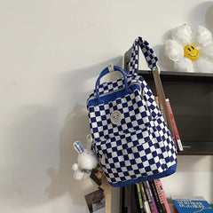 Plaid Nylon Travel Laptop Backpack Schoolbags