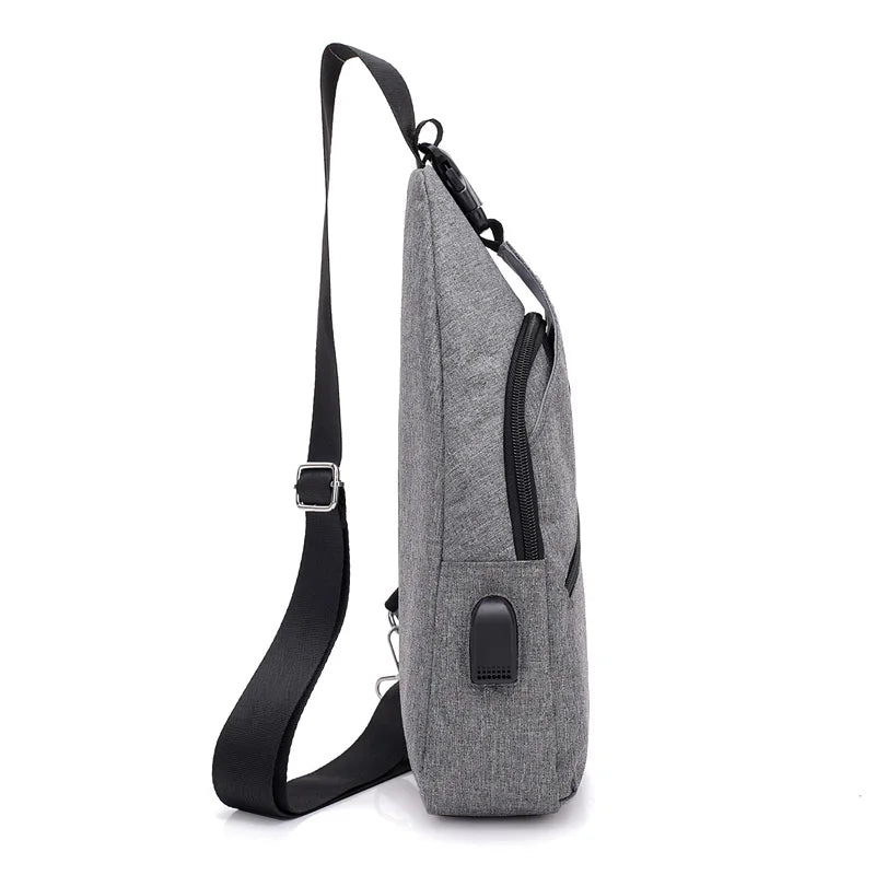USB Charging Crossbody Bags Men Casual Chest Bag Pack For Short Trip