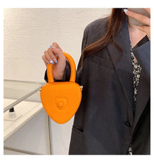 Vintage Leather Women Handbag Heart Shaped Shoulder Bags Crossbody Bag