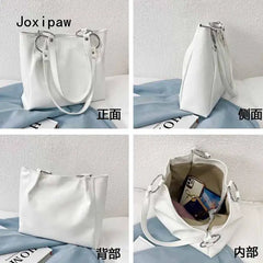 Vintage Solid Large Capacity Handbag for Women Girl Pu Leather Shoulder Bag