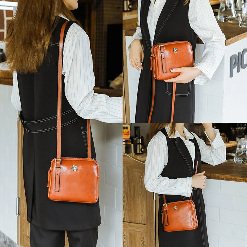 Vintage Style Shoulder Bag Square Crossbody Bags For Women Compartment Handbags
