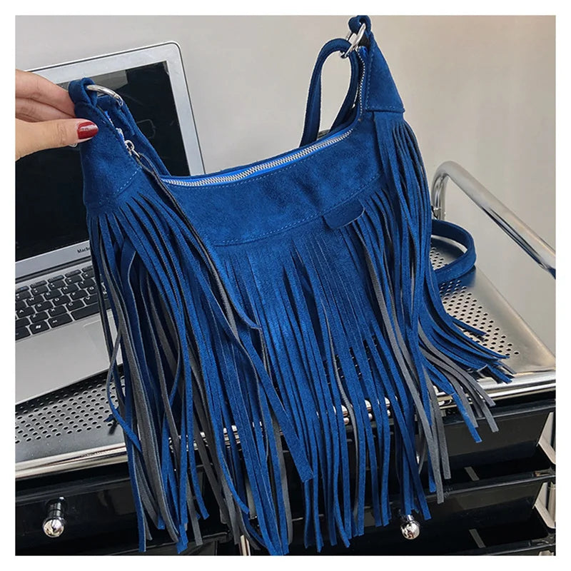 Vintage Style Women Shoulder Bags Suede Tassel Cross Body Bags