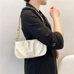 Vintage Women Pleated Chain Shoulder Underarm Bag Ladies Handbag Purse