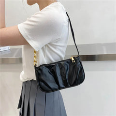 Vintage Women Pleated Chain Shoulder Underarm Bag Ladies Handbag Purse