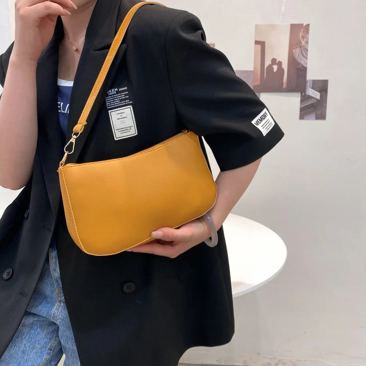 Vintage Women Pu Leather Shoulder Underarm Bag Handbag Female Mini Subaxillary B