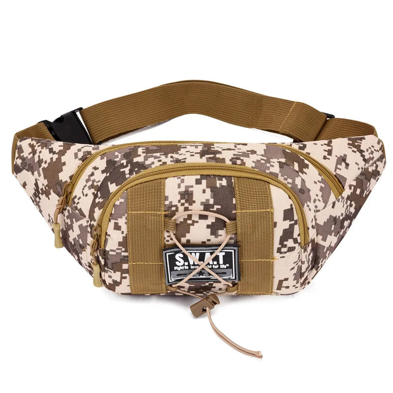 Men's Camouflage Waist Bag Large Capacity Military Fan Cashier Wallet