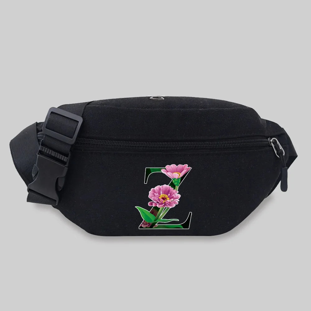 Flower Letter Pattern Waist Bag Unisex Bum Student Chest Bag