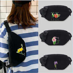 Flower Letter Pattern Waist Bag Unisex Bum Student Chest Bag