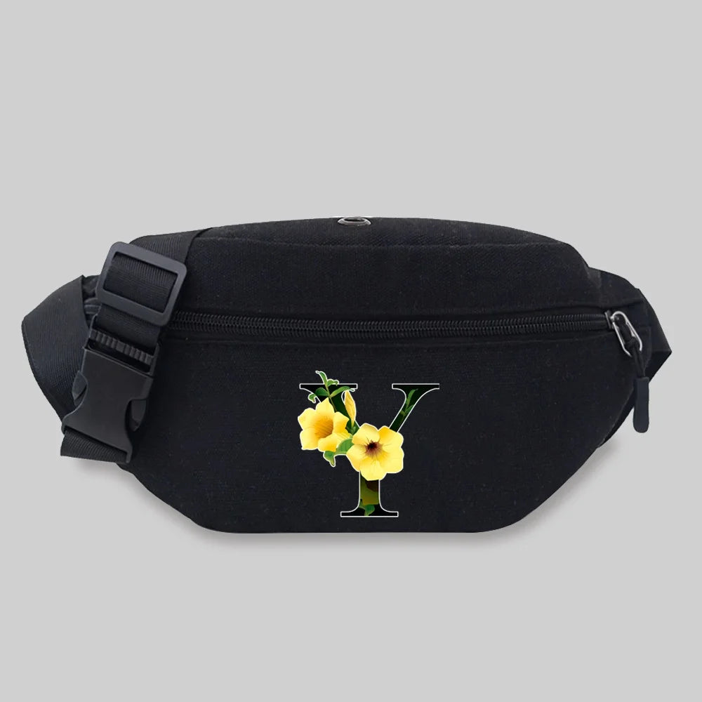 Flower Letter Pattern Waist Bag Unisex Bum Student Chest Bag