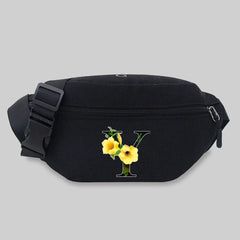 Flower Letter Pattern Waist Bag Unisex Bum Student Chest Bag